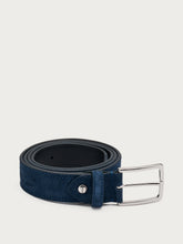 Suede belt with double stitching - Blue | FRAU