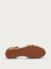 Leather caged sandals with ankle strap - Caramel | FRAU