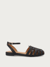 Leather caged sandals with ankle strap - Black | FRAU