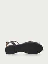 Leather caged sandals with ankle strap - Black | FRAU