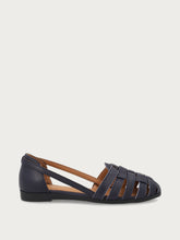 Leather caged ballet flats - Navy Blue | FRAU