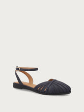 Sandali ragnetto in pelle con listini sottili - Blu Navy | FRAU