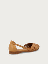 Leather caged ballet flats with thin straps - Caramel | FRAU