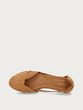 Leather caged ballet flats with thin straps - Caramel | FRAU