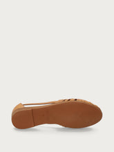 Leather caged ballet flats with thin straps - Caramel | FRAU