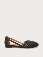 Leather caged ballet flats with thin straps - Black | FRAU