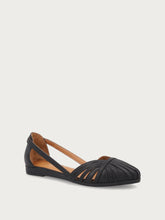 Leather caged ballet flats with thin straps - Black | FRAU