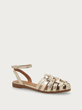 Laminated leather caged sandals with ankle strap - Platinum | FRAU