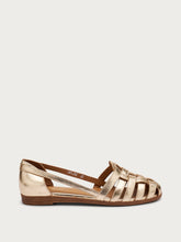 Laminated leather caged ballet flats - Platinum | FRAU