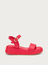 Leather platform sandals - Cherry | FRAU
