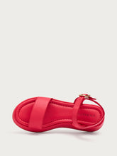 Leather platform sandals - Cherry | FRAU