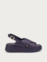 Leather platform sandals - Blue | FRAU