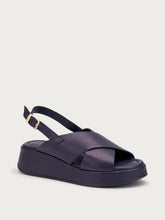 Leather platform sandals - Blue | FRAU
