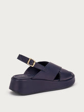 Leather platform sandals - Blue | FRAU