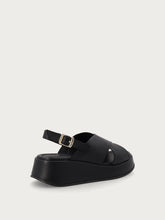Leather platform sandals - Black | FRAU