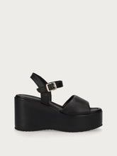 Leather wedge sandals - Black | FRAU