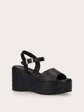Leather wedge sandals - Black | FRAU
