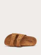 Suede double-strap sliders - Rye | FRAU