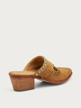 Sabot aus Veloursleder mit Fransen - Roggen | FRAU