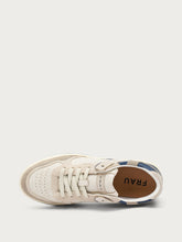 Retro leather sneakers with blue inserts - saltNAVY | FRAU