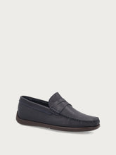 Comfort tech tumbled leather loafers - Blue | FRAU