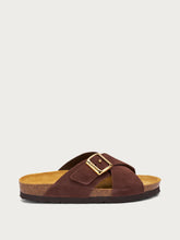 Suede crossover-strap sliders - Cocoa | FRAU