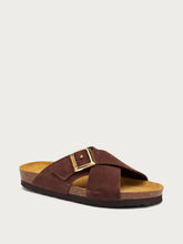 Suede crossover-strap sliders - Cocoa | FRAU