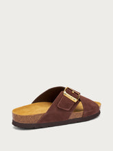 Suede crossover-strap sliders - Cocoa | FRAU