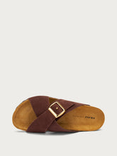Suede crossover-strap sliders - Cocoa | FRAU