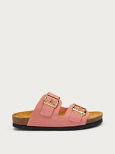 Suede double-strap sliders - Plaster pink | FRAU