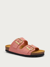 Suede double-strap sliders - Plaster pink | FRAU