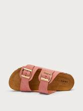 Suede double-strap sliders - Plaster pink | FRAU