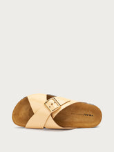 Polished leather crossover-strap sliders - Pastel Orange | FRAU