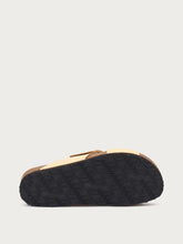 Polished leather crossover-strap sliders - Pastel Orange | FRAU