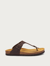 Nubuck thong sandals - Dark Brown | FRAU