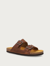 Nubuck double-strap sliders - Cognac | FRAU