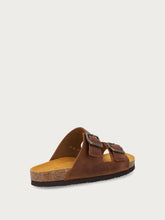 Nubuck double-strap sliders - Cognac | FRAU