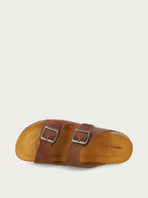 Nubuck double-strap sliders - Cognac | FRAU