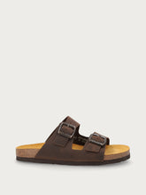 Nubuck double-strap sliders - Dark Brown | FRAU