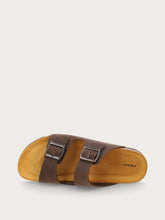 Nubuck double-strap sliders - Dark Brown | FRAU
