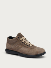 Casual oiled leather high-top sneakers - Antelope | FRAU