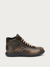 Casual distressed-effect leather lace-up ankle boots - Stone | FRAU