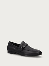 Deconstructed leather loafers with buckle - Black | FRAU