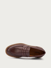 Leather loafers with contrasting outsole - Chestnut | FRAU