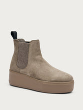 Suede flatform Chelsea boots - Sand | FRAU