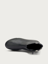 Plateau-Stiefeletten aus Leder - SCHWARZsteingrau | FRAU