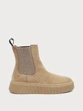 Suede Chelsea boots with grooved sole - Honey | FRAU