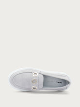 Suede slip-ons with eyelets - Ice | FRAU