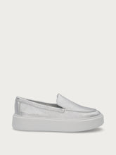 Silberne Leder-Slip-ons - Silber | FRAU