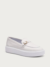 Leather slip-ons with buckle - Chalk | FRAU